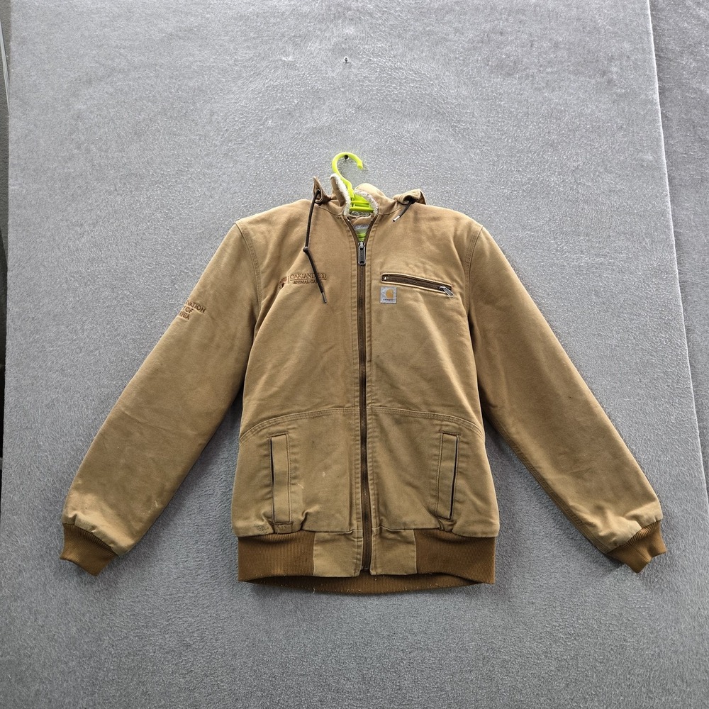 Carhartt Women Jacket M (8/10) Brown Sherpa Lined Weathered Duck Y2K